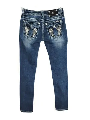 Miss Me Embellished Angel Wing Pocket Mid Rise Jeans • Size 25 thumbnail 3