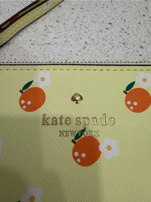 Kate Spade Wristlet Wallet Oranges With Daisy Flowers Yellow EUC thumbnail 3