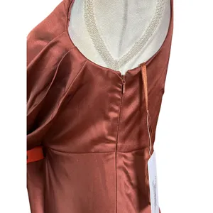 Revelry Skye Satin Side Zip Dress Size 12 Burnt Orange Double Slit NWT thumbnail 6