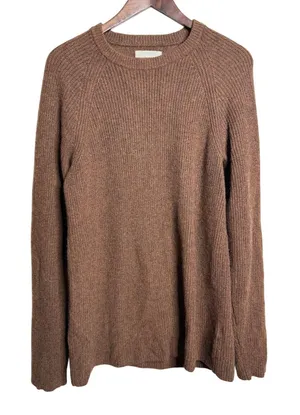 Everlane 100% Cashmere Rib Round Crew Sweater Womans M Brown Relaxed thumbnail 1