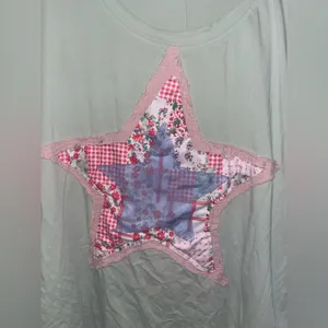 Layered Fabric Star Patchwork MintGreen Oversized T Shirt Y2K Indie Americana XL thumbnail 4