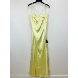 Lulus Stunning Example Light Yellow Satin Backless Maxi Dress Long Formal XL NWT thumbnail 5