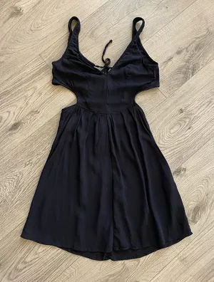 Reformation Black tie back mini dress thumbnail 1
