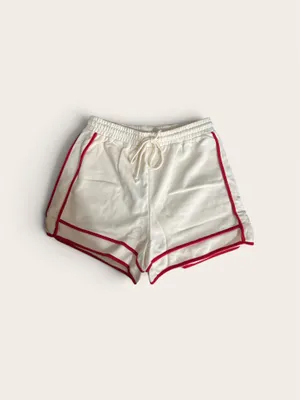 Varsity knit shorts Size small cream and red by papermoon thumbnail 2