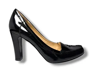 Lauren Ralph Lauren Black Leather Almond Toe High Heel Pumps Size 9M thumbnail 1