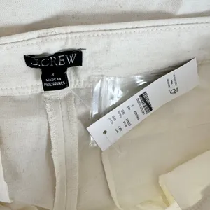 J.Crew Full Length Wide Leg Trouser Cotton Linen Blend Ivory Relaxed US 6 NWT thumbnail 7