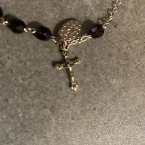 Garnet Gemstone Rosary Bracelet 6mm Miraculous medal Benedict crucifix Italy thumbnail 5