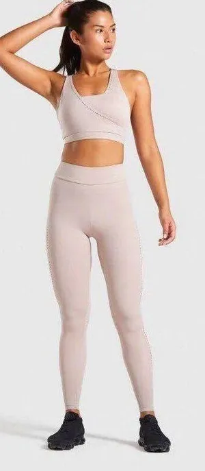 Tan Gym shark Laser Cut Leggings thumbnail 1