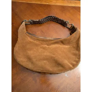 Donald Pliner Camel Suede/Metallic Cresent Studded Trim Hobo Purse thumbnail 6
