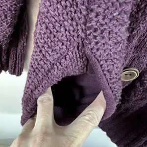 Free People Plum Purple Cable Knit Button Front Cardigan Sweater Small Boho‎ thumbnail 10