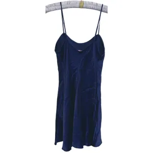 Y2K Victorias Secret Satin Slip Dress Medium Navy Blue Coquette Glam Romantic thumbnail 2