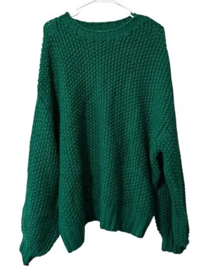Altard State Women Size Large Oversized Chunky Knit Green Sweater Cozy Cottage‎ thumbnail 1