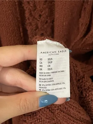 American Eagle Fringe Cable Knit Open Front Cardigan Rust Size XS/S Oversized thumbnail 5