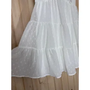 NWT Lulus Dreamy Designs White Ruffled Tiered Swiss Dot Mini Dress Summer Sz M thumbnail 4