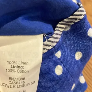 J Crew Linen Polka Dot Lined w Pockets Elasticated Waist Ribbon Tie Skirt 8 thumbnail 7