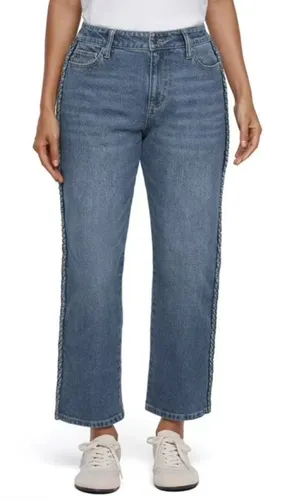 Express Straight Leg Ankle Jeans Braid Trim Casual Medium Wash NEW Women Sz 12 thumbnail 1