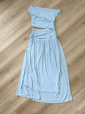 Cider Asymmetrical Neck Ruched Waist Cutout High Stretch Bodycon Maxi Dress thumbnail 3