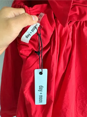 NWT Day + Moon Women's Red Mini Dress with Ruffle Sleeves and Tie Back Size S thumbnail 5