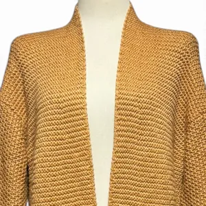 J.Jill Wool Long Sleeve Open Front Textured Knit Cardigan Fringe Saffron Small thumbnail 2