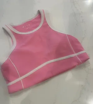 WILO pink and white ribbed pink sports bra size medium thumbnail 1