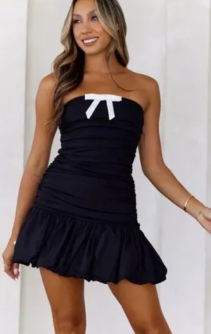 Hello Molly Fluttering Fancy Strapless Dress with Bow thumbnail 1