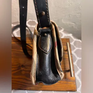Burberry Vintage Black Crossbody Bag with Nova Check trim magnetic snap on flap thumbnail 12
