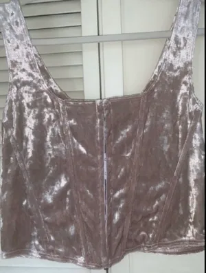 Make Them Blush colored Crush Velvet Corset Top thumbnail 5