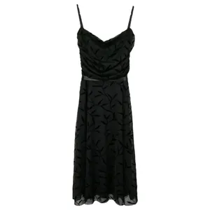 Vintage 90s Luly K Black Floral Midi Dress thumbnail 4