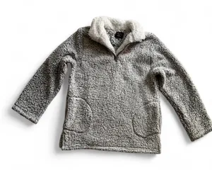 Love Tree Gray Sherpa Quarter Zip Pullover Women’s Large thumbnail 1