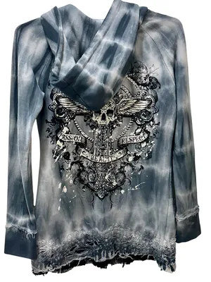 Crash & Burn Y2K graphic hoodie size XS tie dye goth grunge biker rocker thumbnail 1