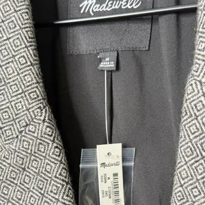 NWT Madewell Wool Crop Dorset Blazer Jacket Geo Herringbone Grey Size Medium thumbnail 9