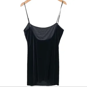 Y2K Victoria’s Secret Black Velvet Beaded Slip Dress Mini Sz Large thumbnail 2