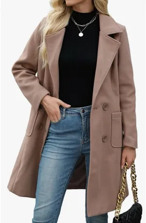 Amazon Women Winter Wool Blend Camel Mid-Long Coat thumbnail 1