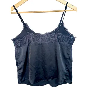 Abercrombie & Fitch Black Satin Lace V-Neck Camisole Tank Top Womens Size Small thumbnail 2