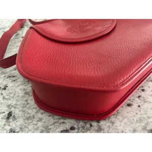 Vintage Burberrys Red Leather Shoulder Bag Crossbody Embossed Logo Crest Rare thumbnail 6