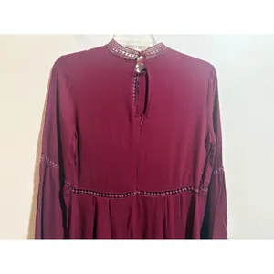 Sage The Label Mini Dress Womens S Burgundy Excellent Boho Lace Embroidered thumbnail 15