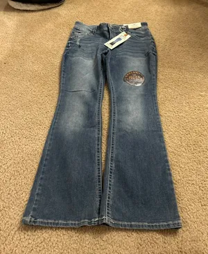 E294 Jeans copper flash curvy mid rise bootcut size 12 back pocket studs amazing thumbnail 1