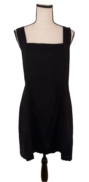 Old Navy Square Neck Linen-Blend Mini Dress Black Size Large thumbnail 1