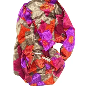 Liz Claiborne Vintage 80s 100% Silk Lightweight Scarf Floral Red Abstract Made in Japan 55" thumbnail 2