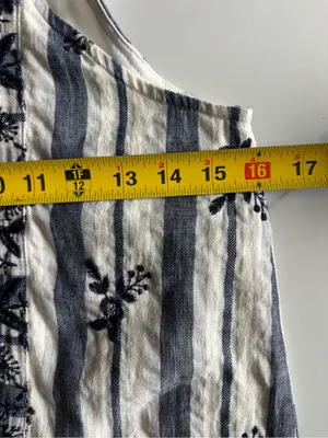 Miami Embroidered Stripe Halter Dress XS Blue White Boho Coastal Chic Mini thumbnail 8