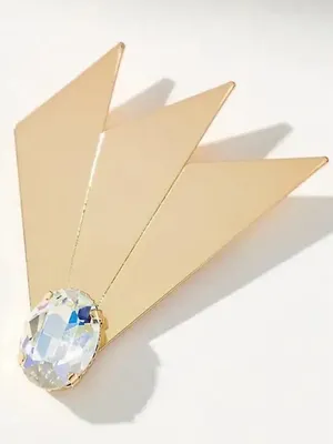 Angular Crystal Brooch By Anthropologie 14k Gold-Plated Pin thumbnail 4