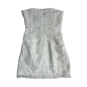 Sam Edelman Short Floral Beaded Dress Lab White Strapless Mini M73535 Womens‎ 4 thumbnail 2