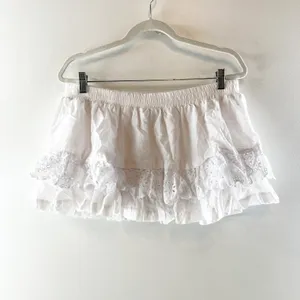 Cotton Candy Layered Eyelet Lace Mini Skirt Skort White Large thumbnail 2