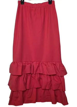 Dainty Jewells Coral Pink Ruffle Tiered Midi Skirt thumbnail 1