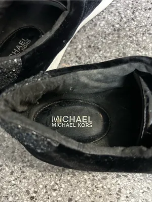 Michael Kors Black Velvet Low-Top Platform Sneakers thumbnail 6