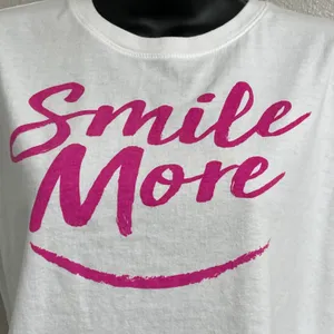 Smile More white Croptop with pink letters Medium thumbnail 3