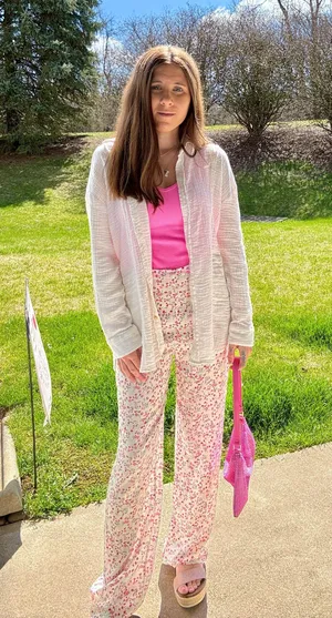 Blue Blush Floral Wide Leg Bottoms thumbnail 1