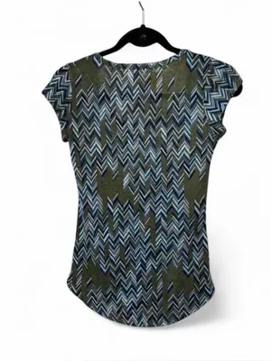 w. f. Green and blue chevron pattern blouse in a S thumbnail 2