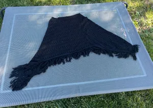 Y2k‎ black crochet poncho by sweet lily - one size cottage whimsy fairy summer thumbnail 1