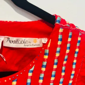Red Ruffled Women's Dress thumbnail 4